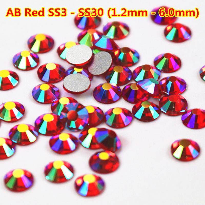 

Free Shipping ab Red Rhinestone 1440 pcs ss3-ss30 ss6 Crystal Nail Art Strass para artesanato Nail Stones Mix decoracion de unas