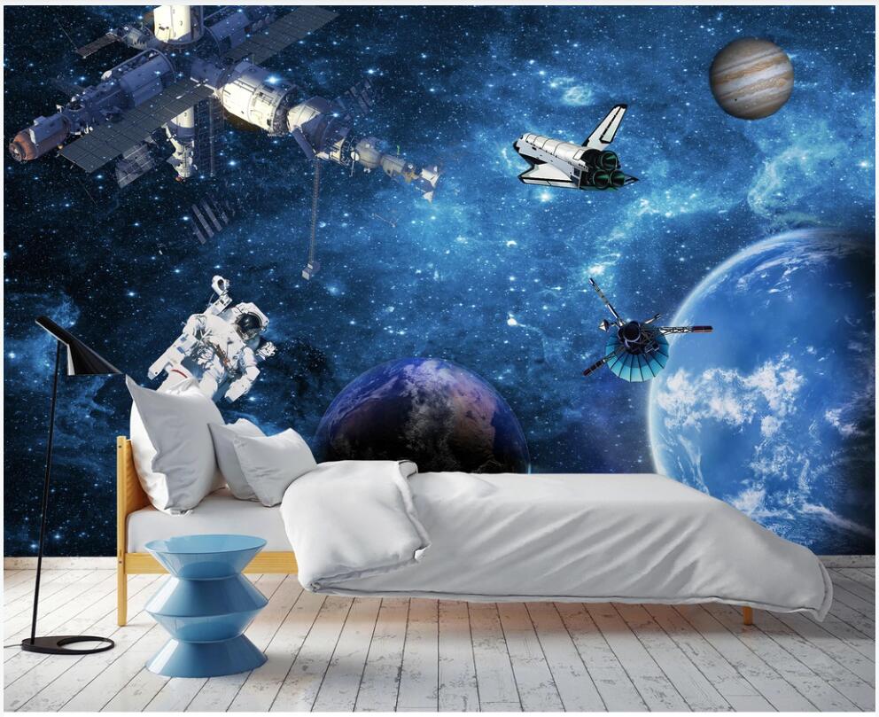 

3d wallpaper custom photo Astronaut space station spacecraft background living room home decor 3d wall murals wallpaper for walls 3 d, Non-woven wallpaper