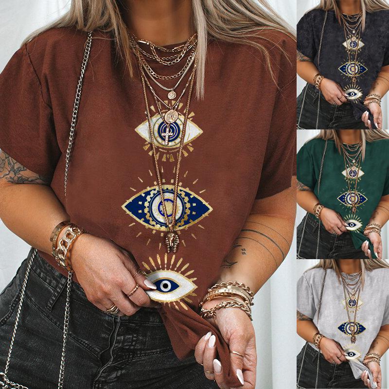 

Women' T-Shirt Women Oversized Loose T Shirt Streetwear Top Woman Tshirts Evil Eye Printing Short Sleeve Graphic Tee Shirts Plus Size 2022, 006hs