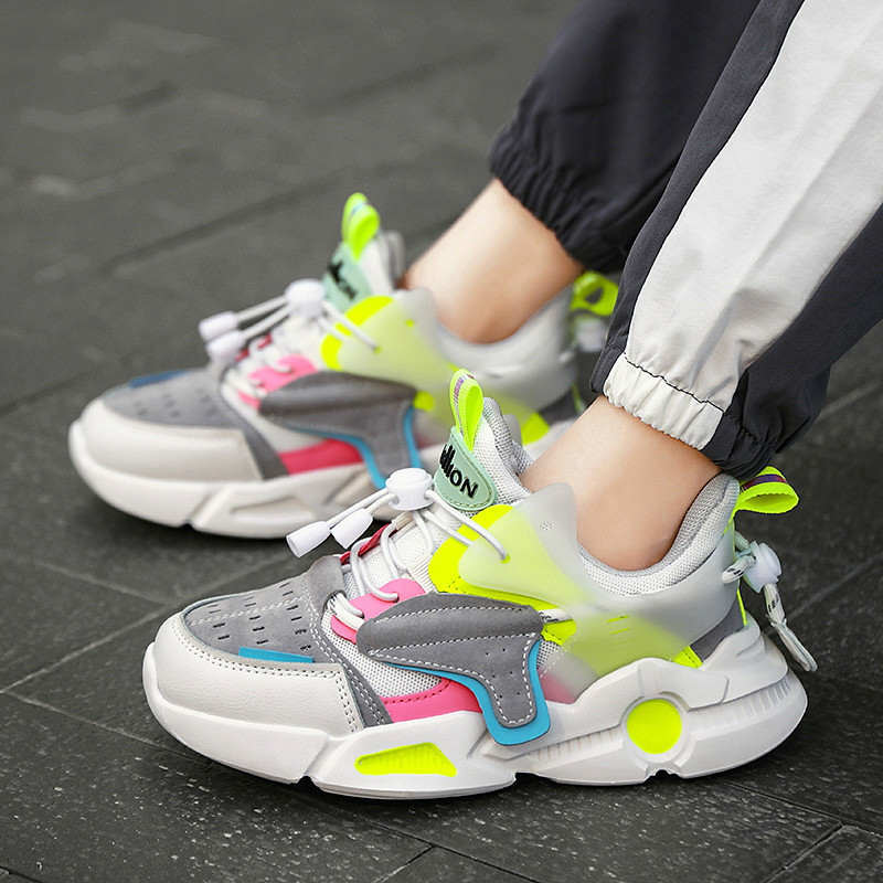 

High Quality 2020 New Children Shoes Girls Boys Casual Sports Shoes Fashion Colorblock Breathable Soft Leather Non-slip Sneakers for Kids, Black green