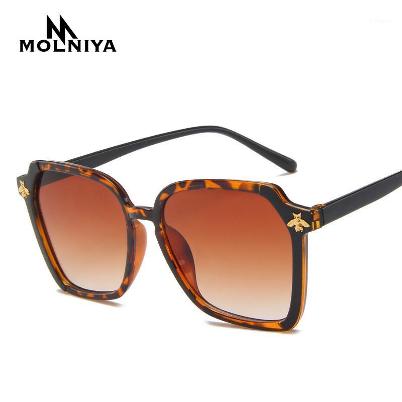 

Sunglasses Vintage Women Plastic Brand Designer Retro Bee Polygon Luxury Brown Leopard Female Gradient Sun Glasses UV4001