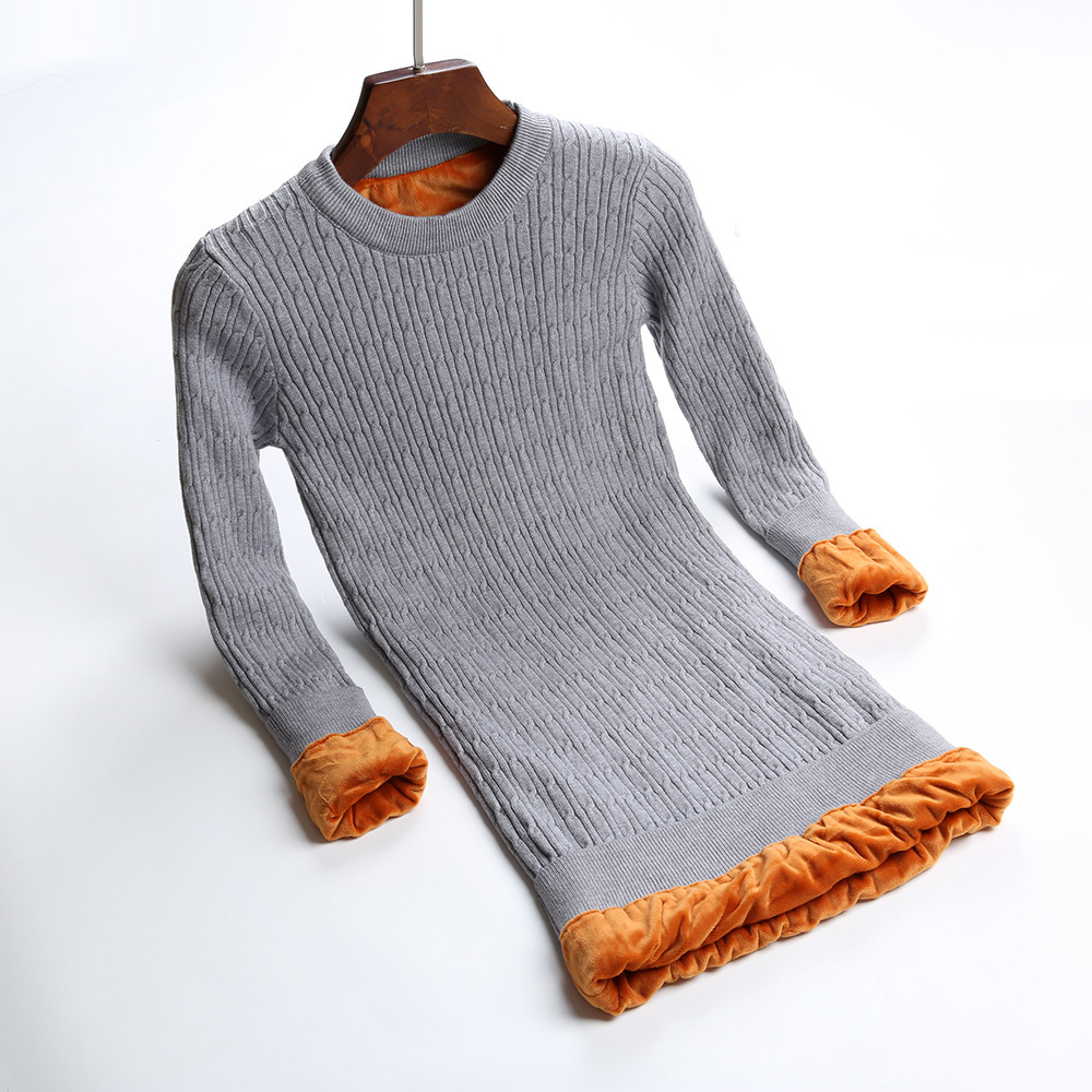 

2021 New Thick Warm Women Winter Slim Rib Knitted Dress Autumn O-neck Mid-calf Femme Long Sleeve Sweater Dresses 94vj, Burgundy