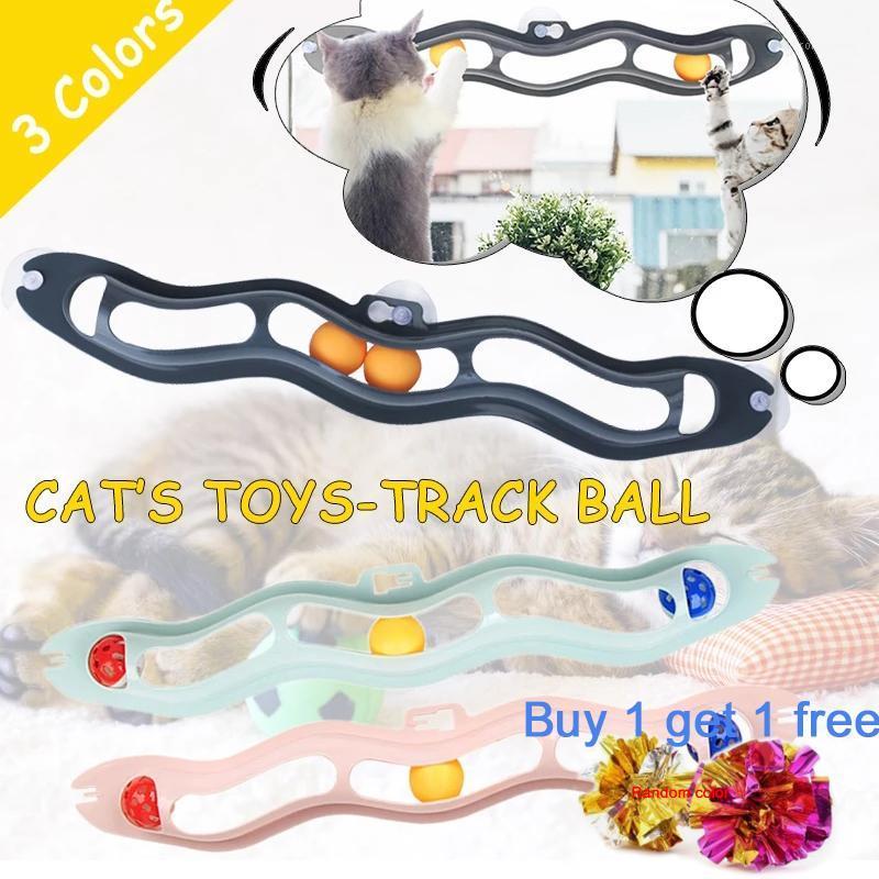 

Pets Cat Toys Interactive Track Ball Toy Cat Window Suction Cup Glass Plastic Sucker Fun Game Intelligence Toy catnip Balls1