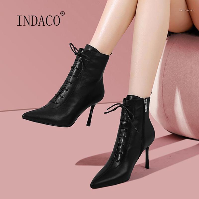 

Winter Women Boots White High Heels Ankle Boots For Women Pointed Toe Leather Side Zipper Warm Thin Heel1, White single