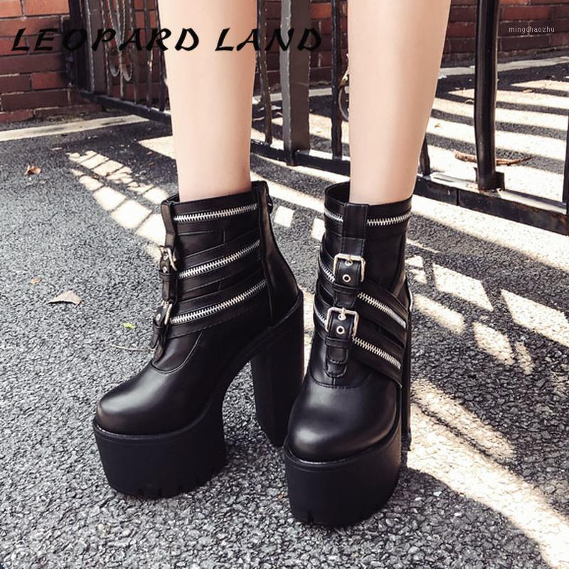 

LEOPARD LAND American Autumn Winter Classic High Thick Bottom Thick Heel Waterproof Platform High Heel Club Boots -686 -821, Black