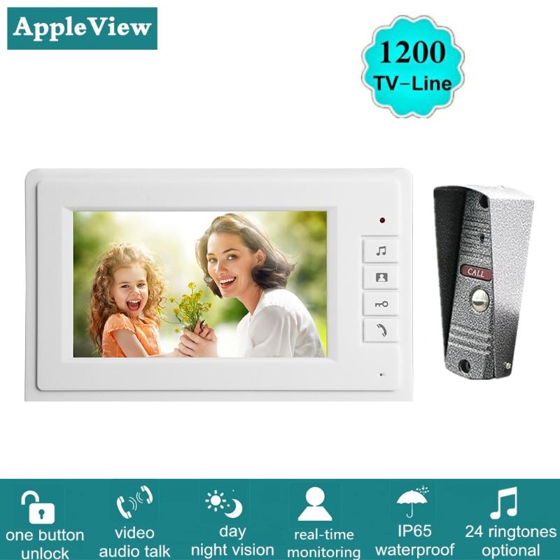 

Video Door Intercom System With 7 inch HD Monitor 1200TVL Doorbell Camera Support Night Vision Waterproof
