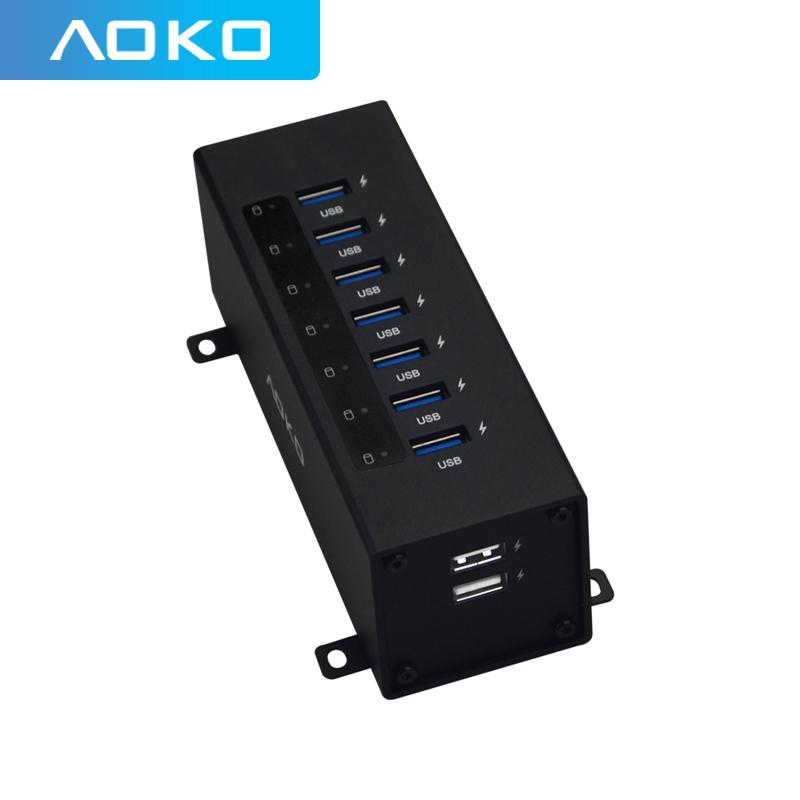 

AOKO USB3.0 HUB 7 port aluminum alloy material 7 USB extension 2 USB quick charging ports