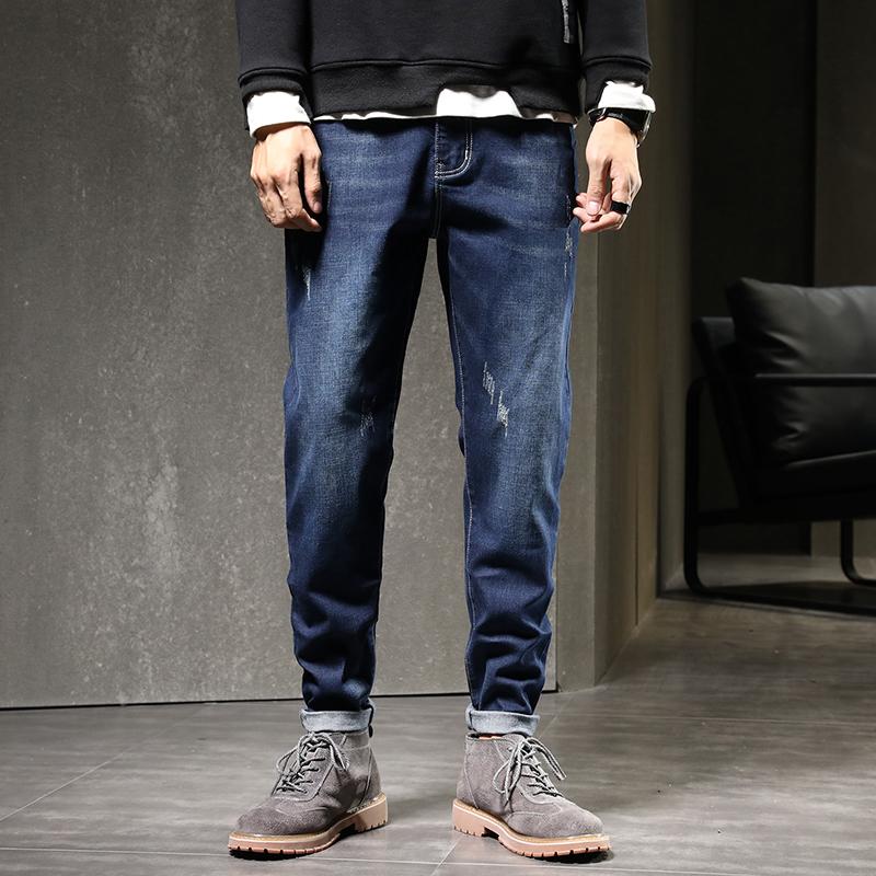 

2021 Spring and Autumn Fashion Men's Jeans Pure Cotton Stretch Slim High Quality Men's Straight Leg Jeans Men trousers, 2072 blue