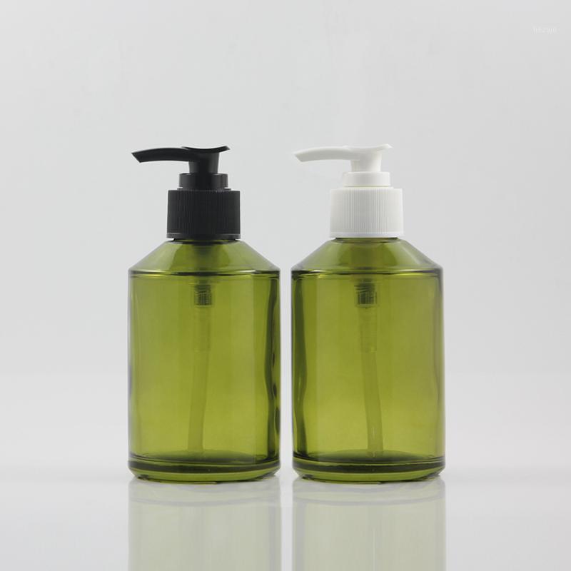 

200ml Cosmetic Bottle Set Packaging,Green Glass Lotion Pump1