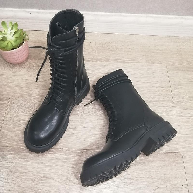 

Meotina Women Motorcycle Boots Shoes Punk Platform Block Heel Ankle Boots Lace Up Zip Lady Short Autumn Winter Black 42 43, Black 2 synthetic li
