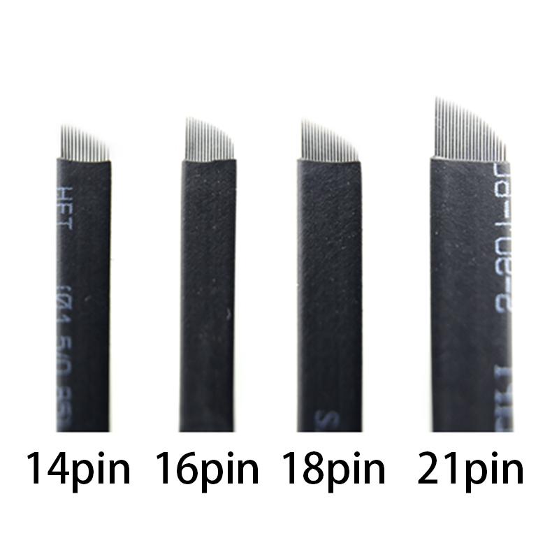 

Black Micro Blades 100Pcs 0.18mm Microblading Replacement Eyebrow Tattoo Mini Blades Stainless Steel Fine Needles Easy To Color