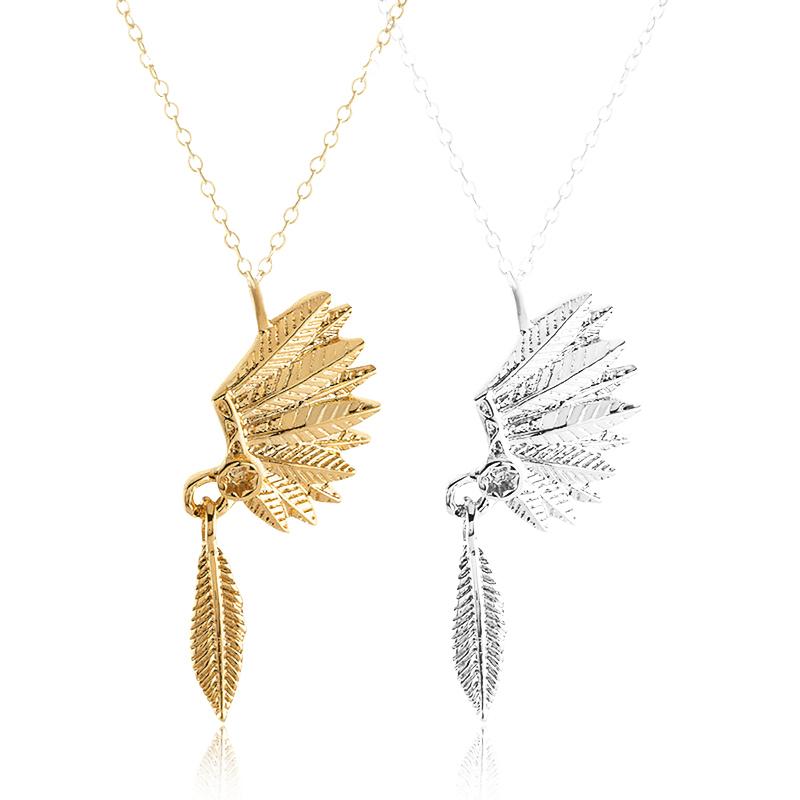 

Half wing Pendant Women's Necklace Golden feather Charms Design Necklace Choker Girl Gift Jewelry Collar Mujer