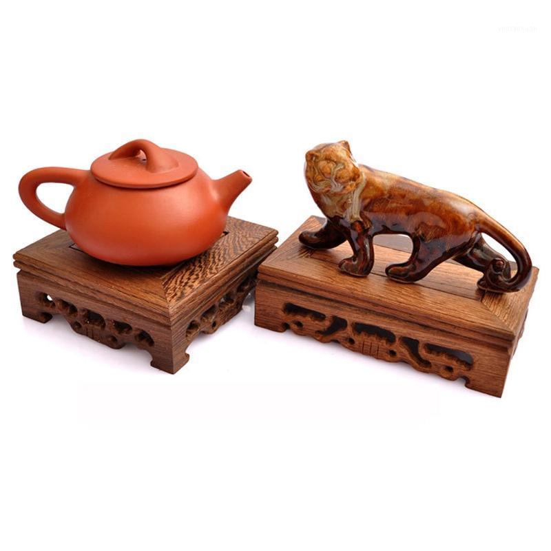 

Decorative Objects & Figurines Wooden Retro Tray Table Delicate Small Square Teapot Base Vase Decor Solid Wood Bonsai Pedestal Serving Tray1