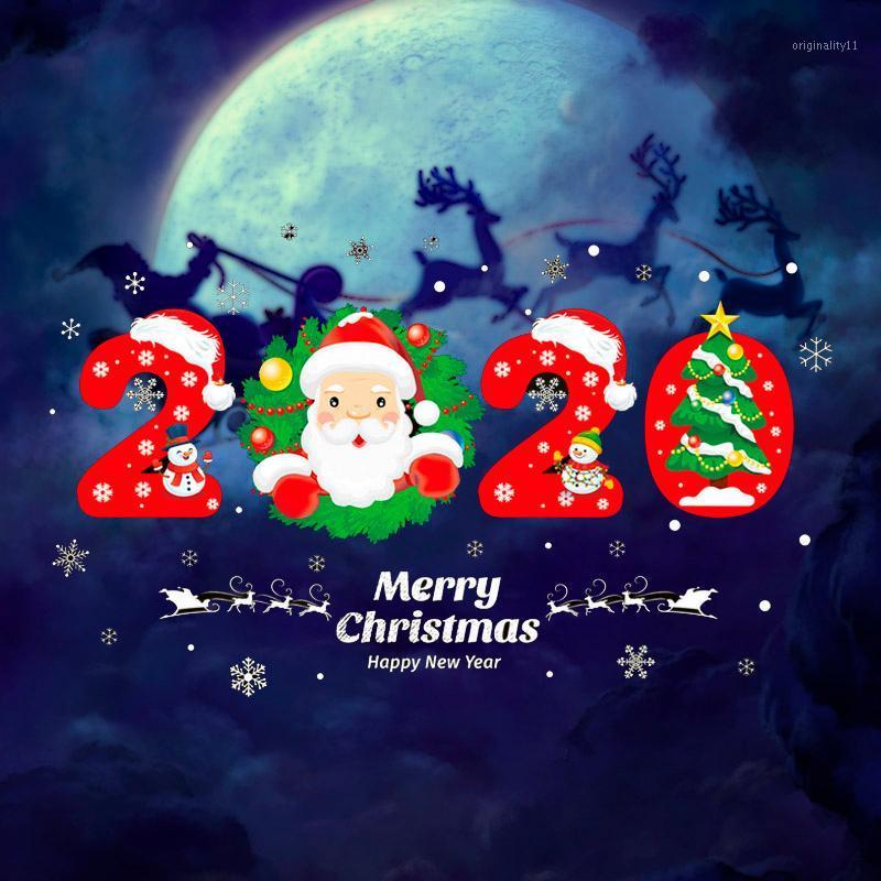 

Wall Stickers Wallpaper Cartoon Christmas Santa Flower Ball Window Glass Door Stickers Christmas Decoration DIY Accessories1
