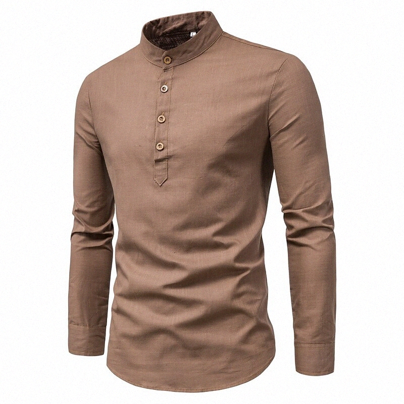 T-shirt pour hommes NON-IMPRESSION COLOR SOLITIME PLUS Taille Collier debout Casual Daily Manches Housses à manches longues simples légères confo
