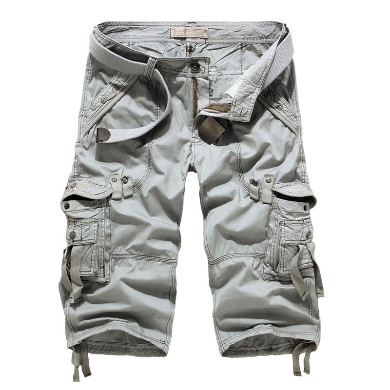 

Dropshipping 2021 New Cargo Shorts Men Casual Workout Men's Shorts Multi-pocket Calf-length Short Pants Men, Army green