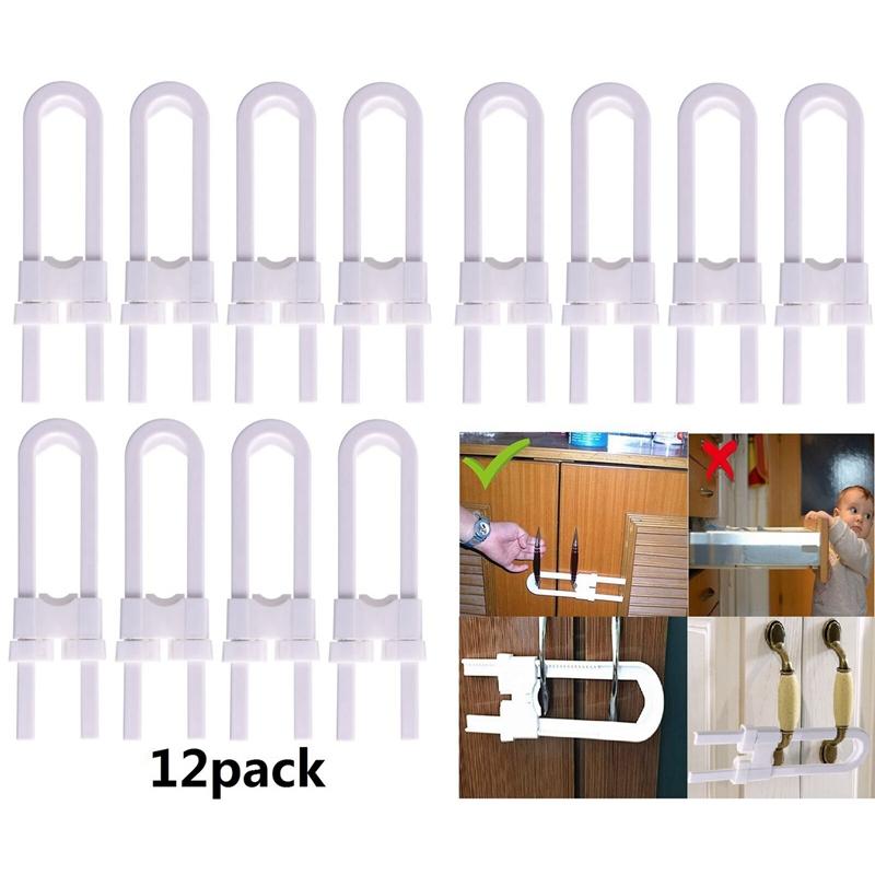 

12Pcs/Set U-Shaped Lock Child Safety Cabinet Latches Kid Baby Closet Kitchen Door