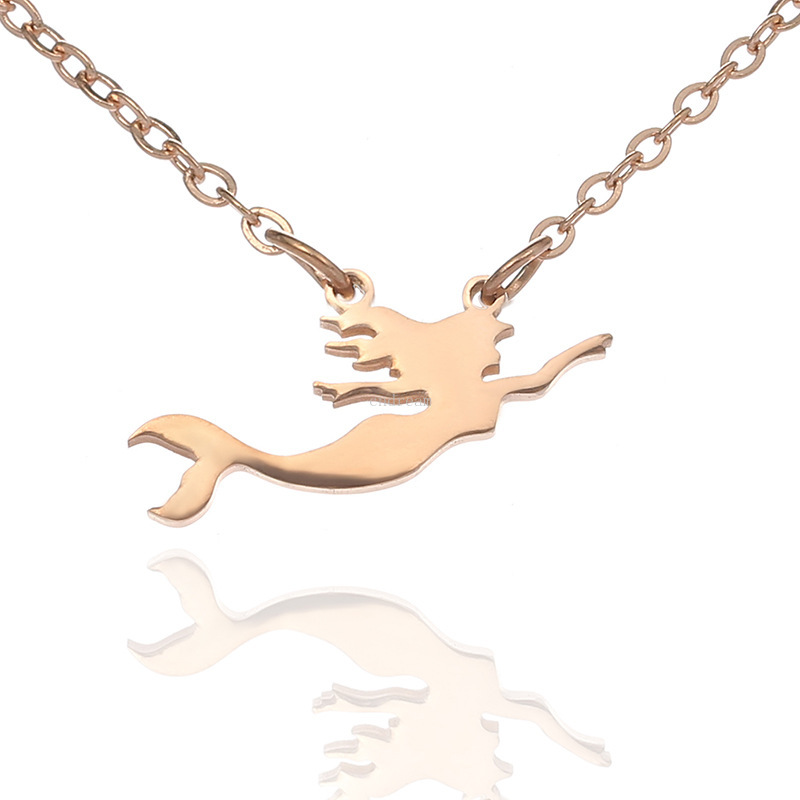 

Women mermaid necklace Stainless steel gold chains pendant necklaces fashion jewelry will and sandy gift, Silver