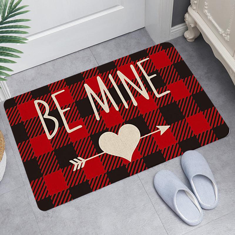 

Plaid Print Welcome Doormat Entrance Mat Hallway Home Decor Anti-Slip Floor Mat Area Rugs Front Door Carpet For Valentine's, Multi