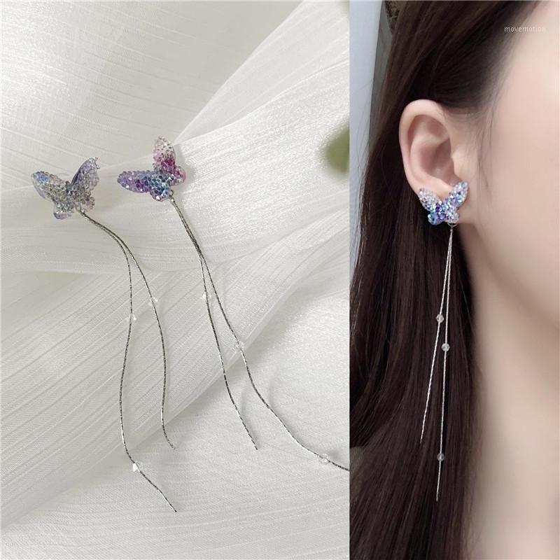 

Fashion Super Fairy Long Tassels Two Wearing A Purple Sweet Bowknot Earrings Women Jewelry, Gift Accessories1