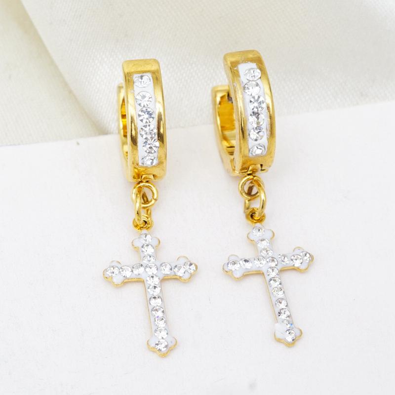 

Hoop & Huggie 2021 Cross Earrings Gold Color Titanium Stainless Steel For Women Gifts