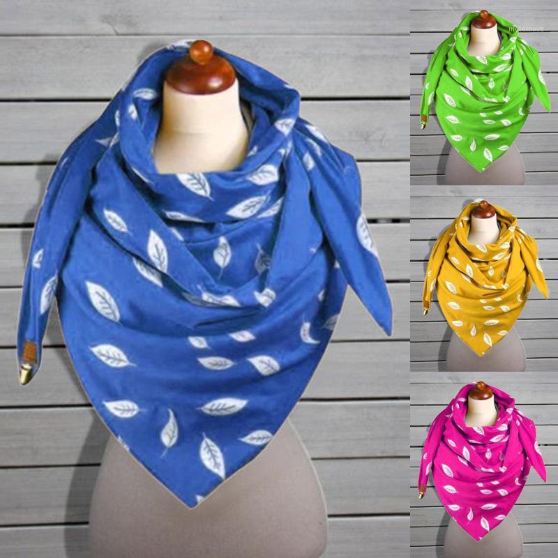 

Women's Scarf Winter Women Leaves Printing Solid Color Button Soft Wrap Casual Warm Scarves And Shawls Echarpe Femme Hiver1