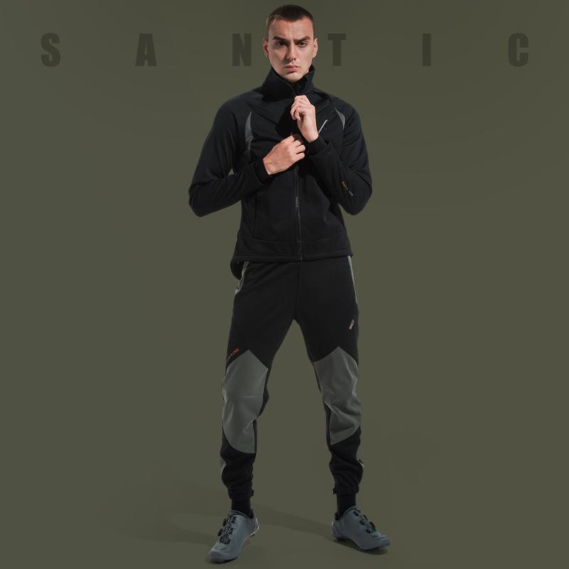 

Santic Men Cycling Jackets Cycling Sets MTB Long Pants Fleece Sports Suit Thermal Suits Warm Up Bicycle Clothes Windproof