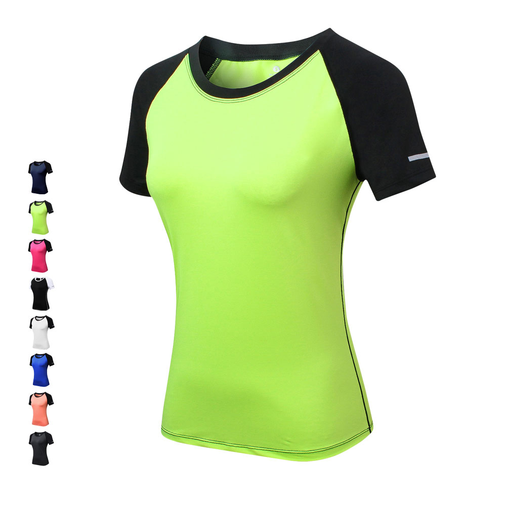 

Running Shirts Women Blouse Shirt Compression Tights Fitness Training Clothing Quick Drying Yoga Tees & tops Jerseys Sportswear, Green 2