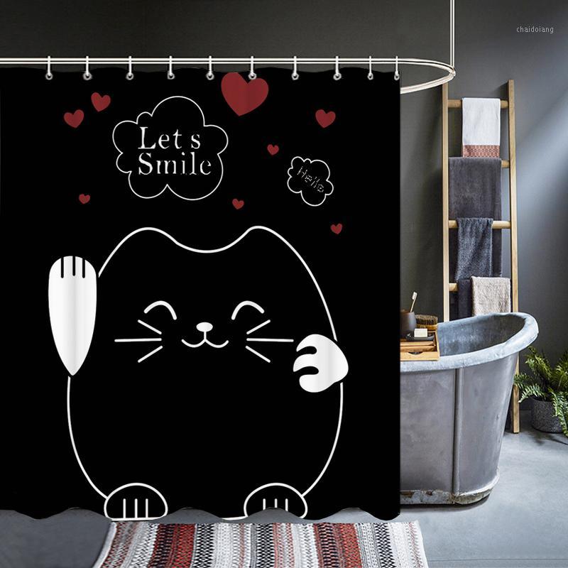 

Modern Cat Funny Cute Pattern Shower Curtains Waterproof Bathroom Bath Curtains 3d Print With Hooks Personality Washable Cloth1