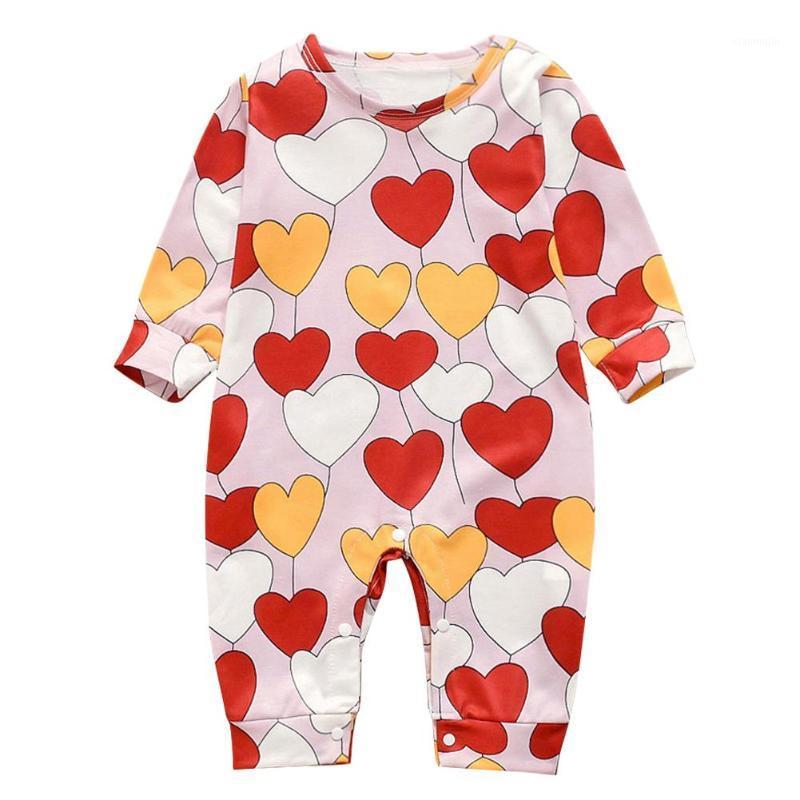 

Baby Kids Girls Rompers Temperament Warm Round Neck Bodysuits Autumn Simple Generous Heart Balloon Print Jumpsuit1, Blue