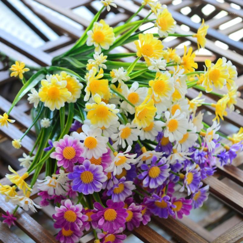 

6 Bouquet 7 Heads Cute Silk Daisy Artificial Flower Wedding Decorative Flower Bouquet Home Room Table Fake Decoration #1, A6