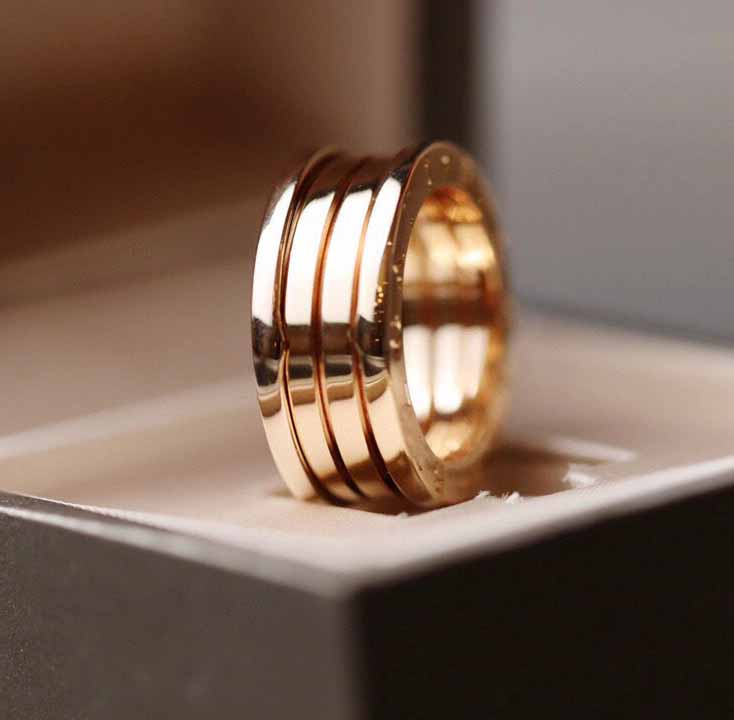 

V gold Luxurious quality punk spring band ring in 18k rose gold plated no fade no change for women wedding jewelry gift free shipping PS64