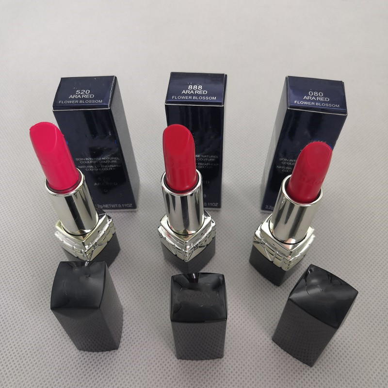 

2021 Brand 3 Colors Matte Lipstick 3.2g ARA Red 888 520 080 Red Makeup Lipsticks with Brand Name drop shipping