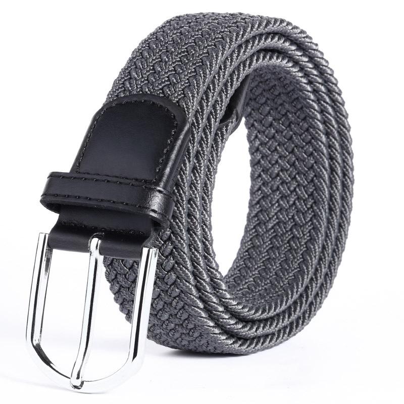 

Belts Mens Canvas Braided Elastic Stretch Cross Buckle Casual Belt Waistband Of Four Color Mixed For Jeans 125CM, Black