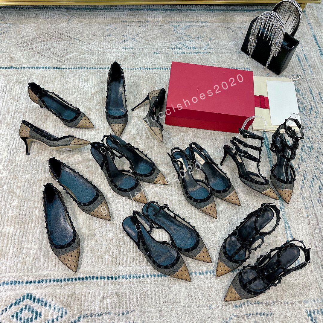 

2022 designer summer womens high heels slippers leather sandals rivets embellished outdoor casual shoes lady flip flops slides, 04