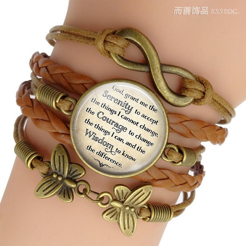 

Serenity Prayer Inspirational Quote Jewelry Glass Cabochon Combination Bracelet Handmade Accessories1
