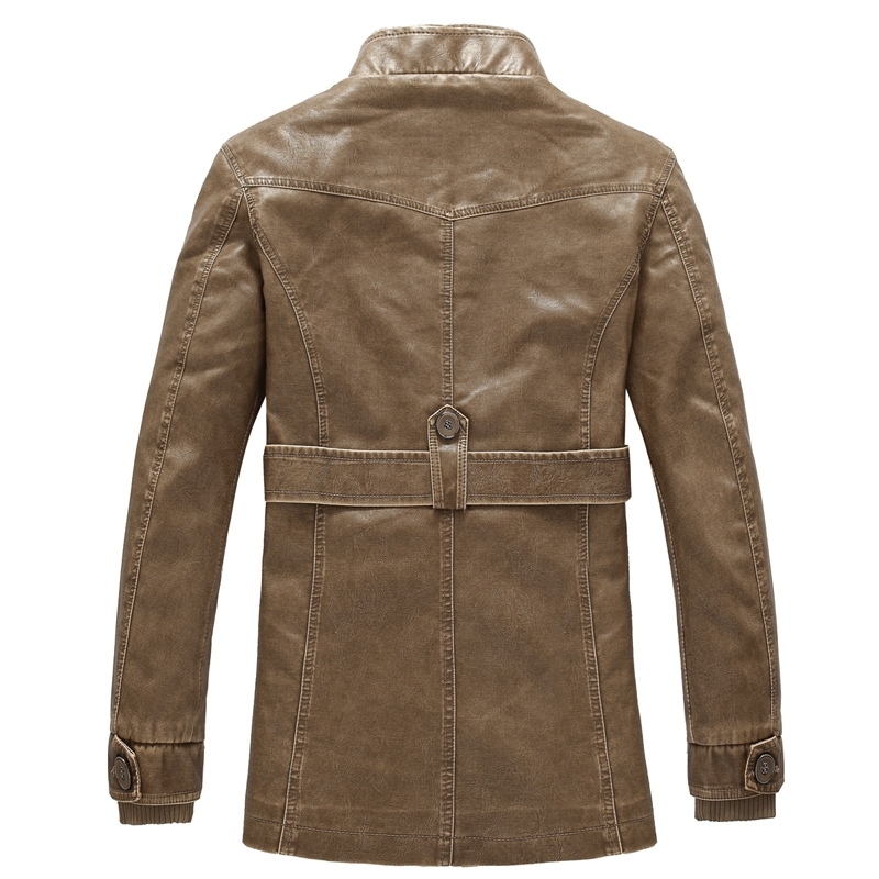 

2021 Long Style of the False Washed Man New Fashion Jacket Autumn Leather Jackets Pu Cine Reach Male Cookies Outerwear Chaqueta Grande OG8I, Black