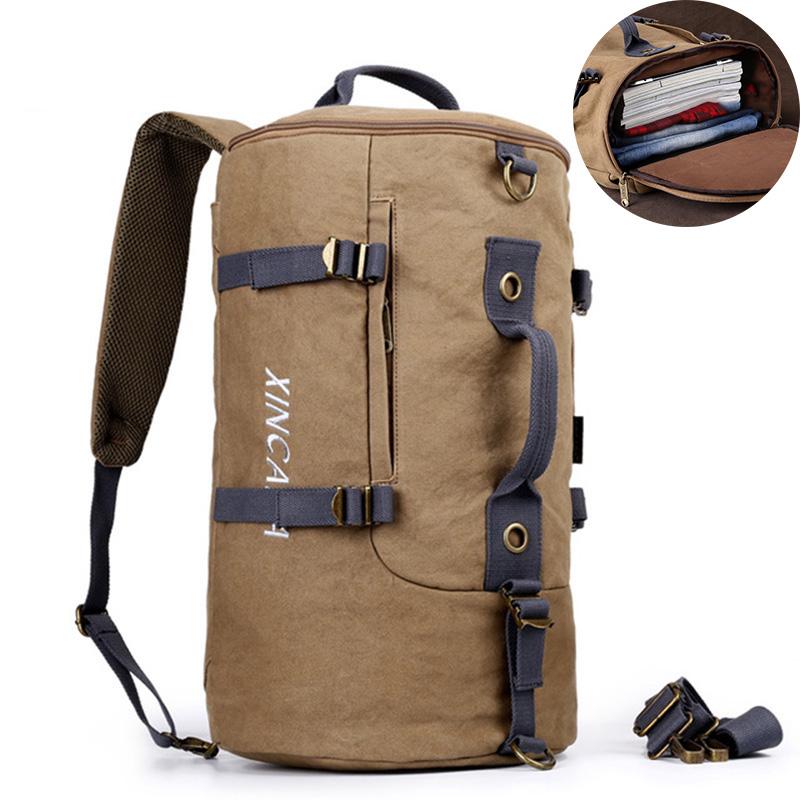 

Men Hiking Mountaineering Backpacks Outdoor Sports Trekking Rucksack Large Canvas Camping Equipment Travel Accessories, Black