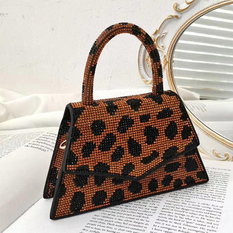 

Women Handbag Leopard Print Top Handle Bag Diamond Party Handbag Shoulder Messenger Crossbody Bag Purses Tote, Diamond handbag