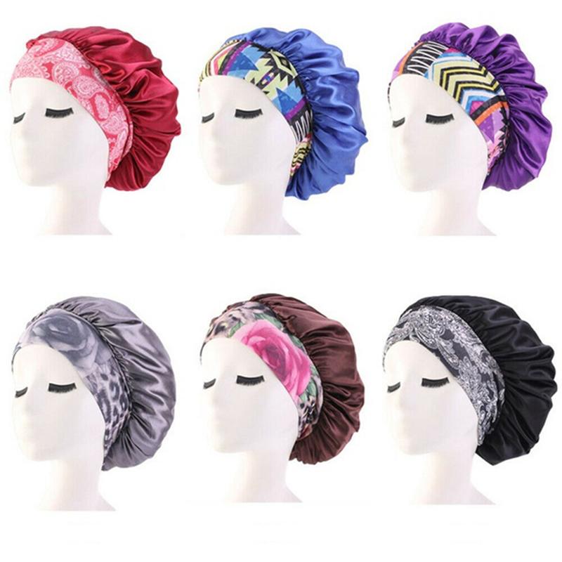 

Women's Satin Solid Wide-brimmed Sleeping Hat Night Sleep Cap Hair Care Bonnet Nightcap For Women Men Unisex Cap, Purple