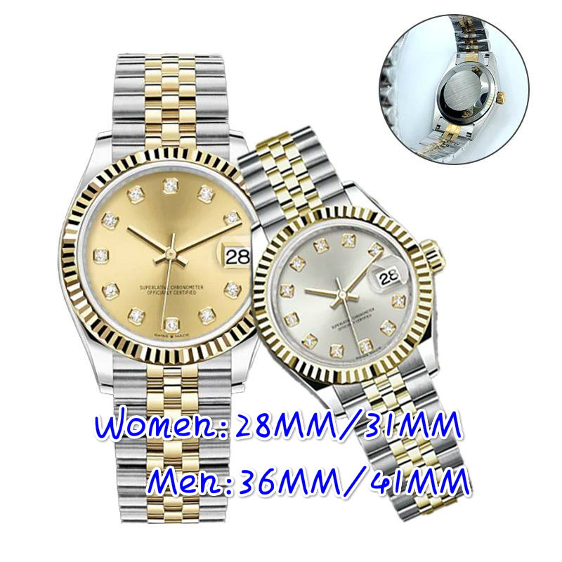 

TM- Mens 2813 Movement Watches Full Stainless steel Luminous Women Watch Couples Style Classic 28/31mm quartz 36/41mm Automatic Wristwatches montre de luxe gifts, Box