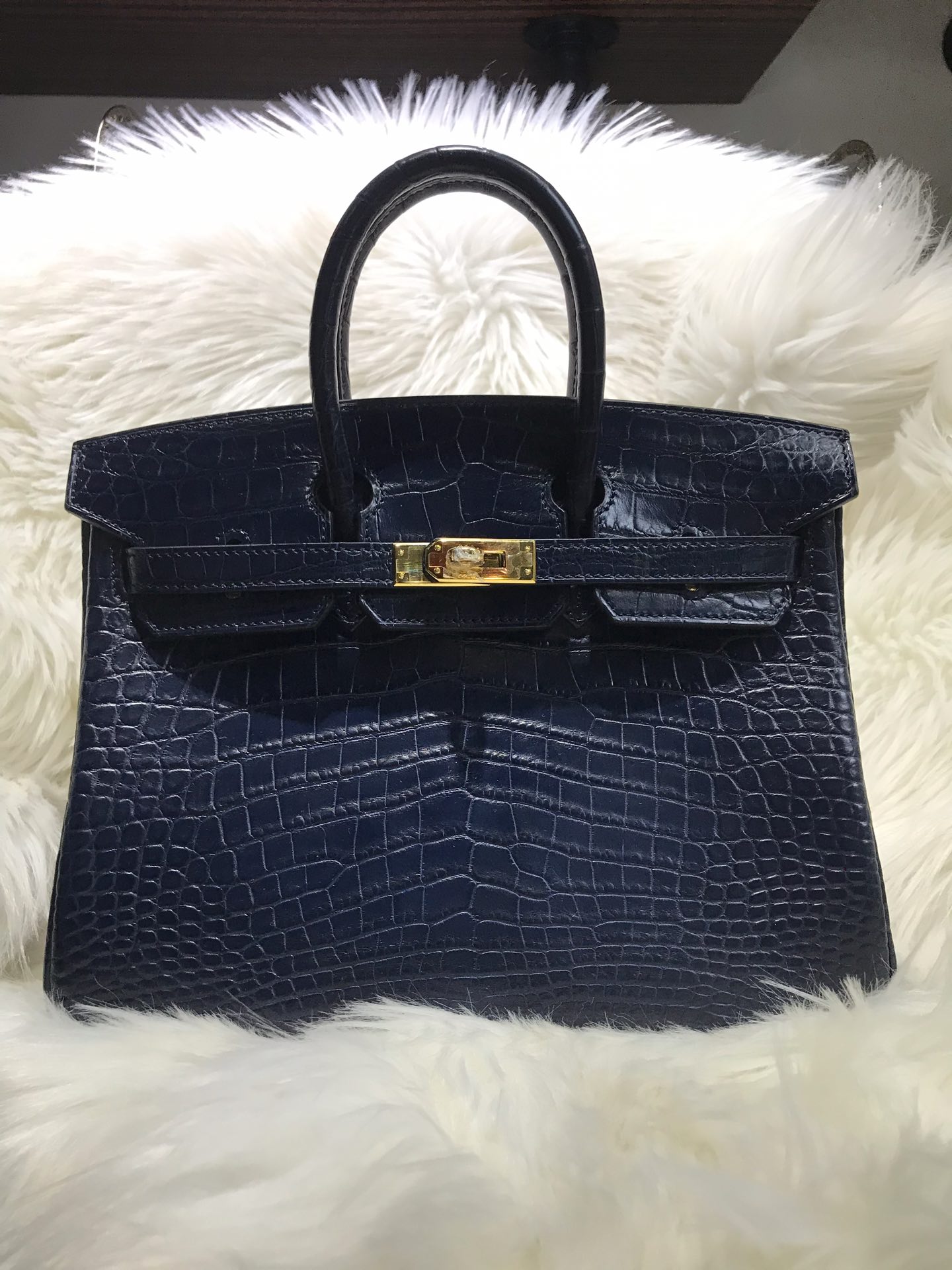 

30cm tote real matte crocodile luxury handbag Navy blue colorfully handmade wax thread gold hardware wholesale price make other size too, Deep blue