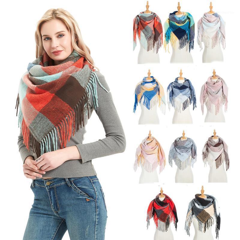 

Winter Scarf Women Thick Knitted Plaid Warm Scarves Long Shawls Wrap Cashmere female foulard echarpe bandana A501