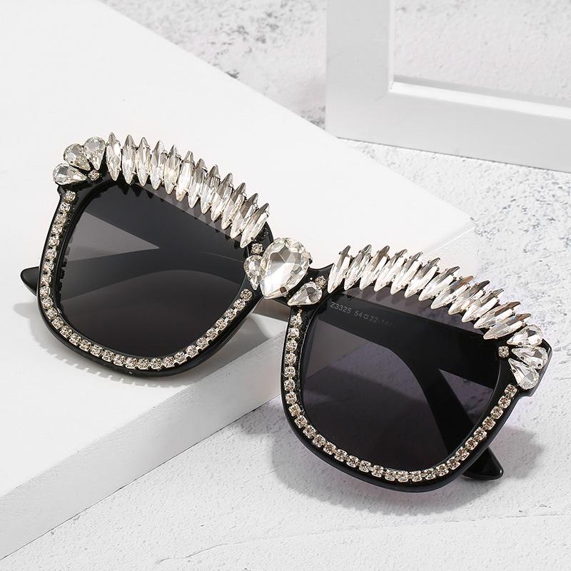 

Sunglasses Square Frame Set Diamond Fashion Retro Full