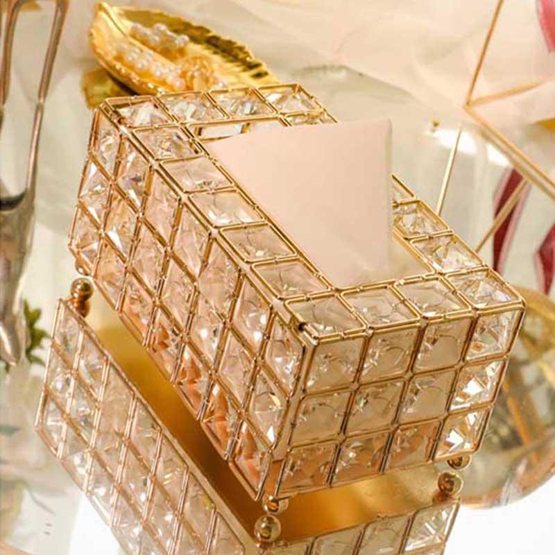 

European Style Metal Crystal Tissue Box Removable Tissue Napkin Holder Kitchen Living Room Dining Room Decoration1