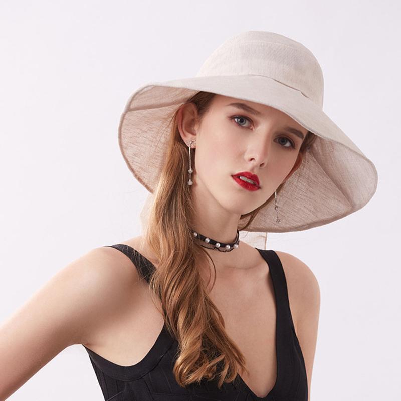 

Wide Brim Hats Women Summer Bowknot Hollow Visors Cap Foldable Large Shape Sun Beach For Straw Hat Solid SunHats, White