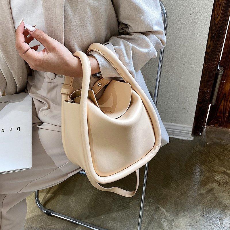 

LIKETHIS Small Bucket Bags for Women 2021 New Fashion Spring Pu Leather Ladies Shoulder Crossbody Bag Female Handbags and Purses, Beige bag
