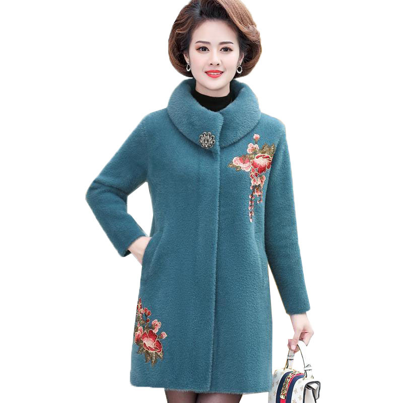 

Women's Winter Coat of High Quality Wholesale Mink Cashmere Cardigans Embroidered R889 Jackets Rib0, Red bean paste