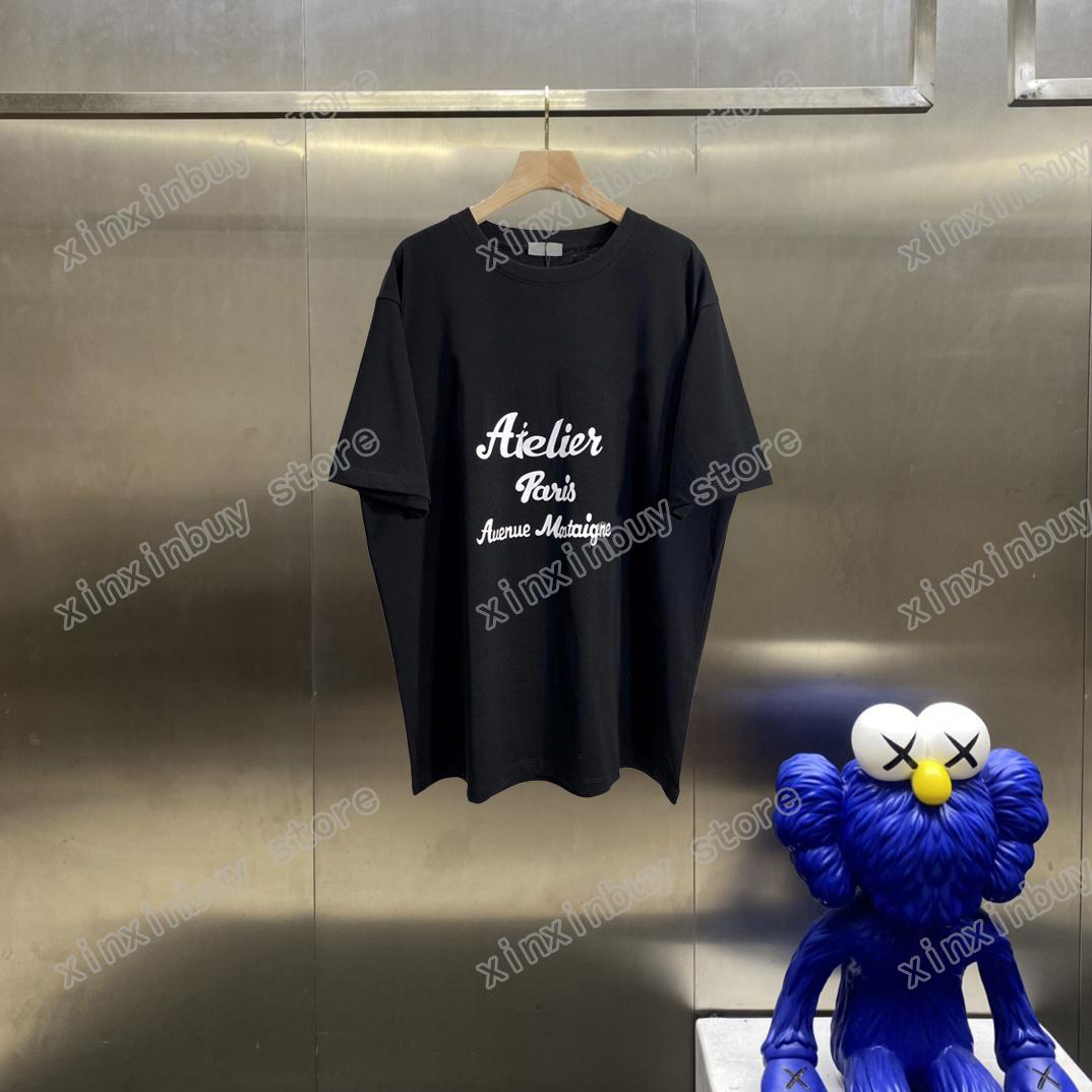 

22ss Men Women Designers T-Shirts tee Graffiti writing print short sleeve Man Crew Neck paris Streetwear white black green XS-L