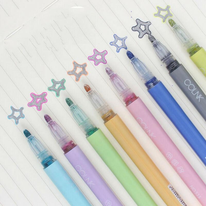 

Double Line Pen Metallic Color Magic Outline Marker Pen DIY Highlighter Marking Pens for Painting Office School Supplies1
